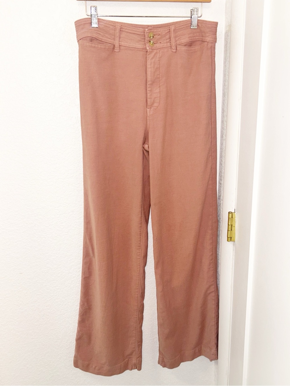 FAHERTY The Terry Harbor High Waist Double Button Wide Leg Pant in Rose SZ: 29